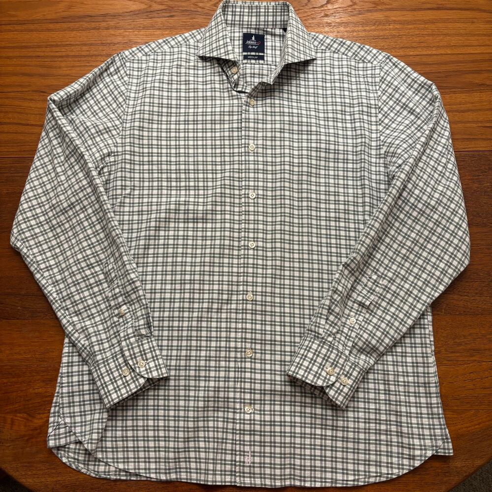 Johnnie-O Top Shelf men’s gray plaid long sleeve button down dress shirt M